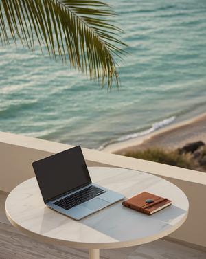 Beachfront remote work setup in Sicily